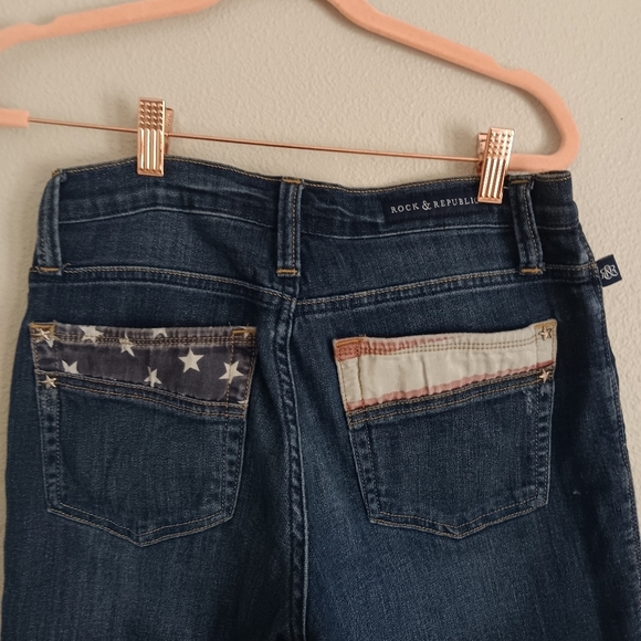 Rock & Republic Hula Flag "Fourth of July " frayed hem Denim Shorts sz.8 - Picture 6 of 10